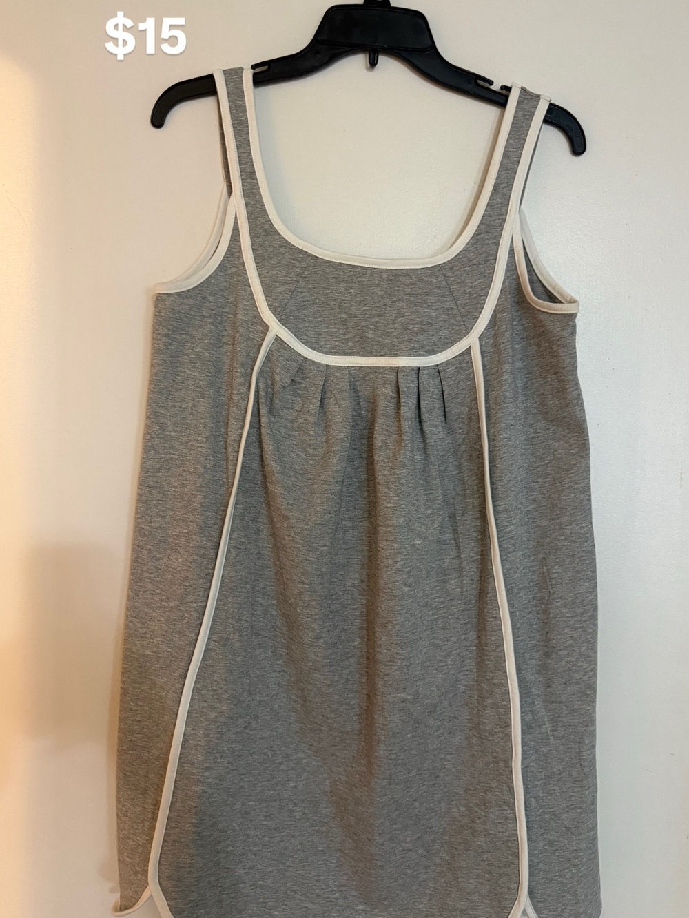 Boutique Gray Contrast Trim Sleeveless Mini Dress Size Small